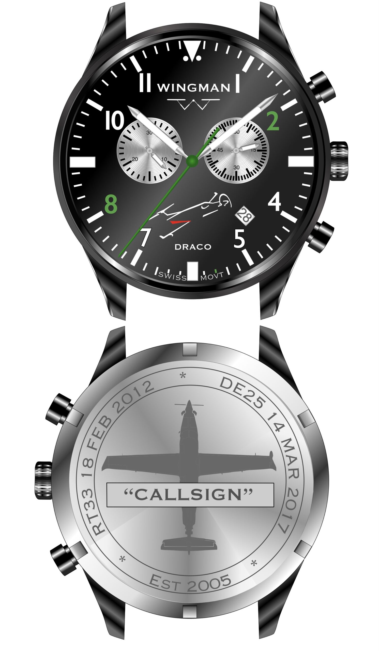 U-28 DRACO Custom Watch-Black