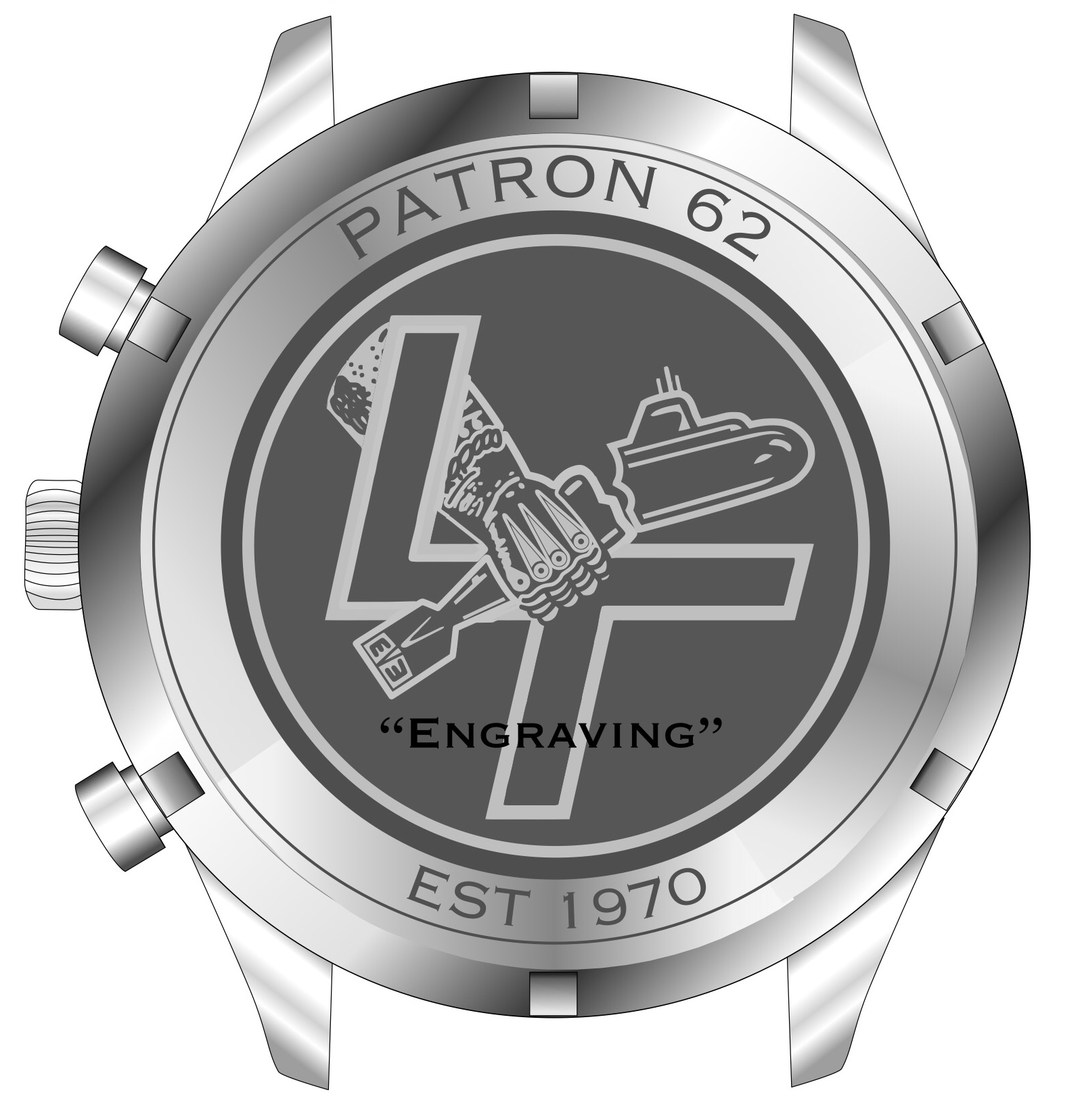 Patron 62 Custom Quartz Watch Caseback